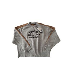 Palm Angels Gray Sweatshirt With "Sunday Life Is Palm" Print Medium Cotton & Pol